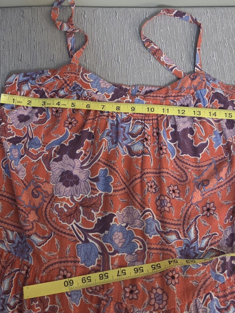 Knox Rose Sun Washed Red Floral Tiered Midi Dress Size L - Picture 8 of 9